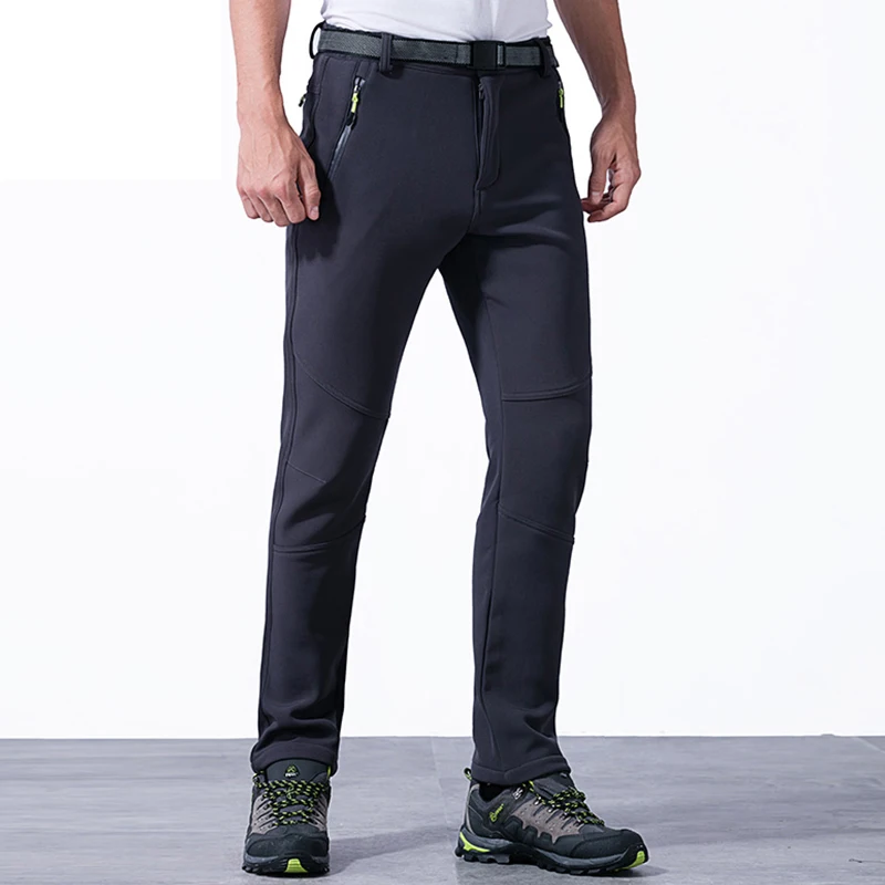 2017 Nuevo caliente pantalones de lana pantalones de invierno de los hombres de senderismo al aire libre Softshell pantalones impermeable térmico para Camping de senderismo viajes