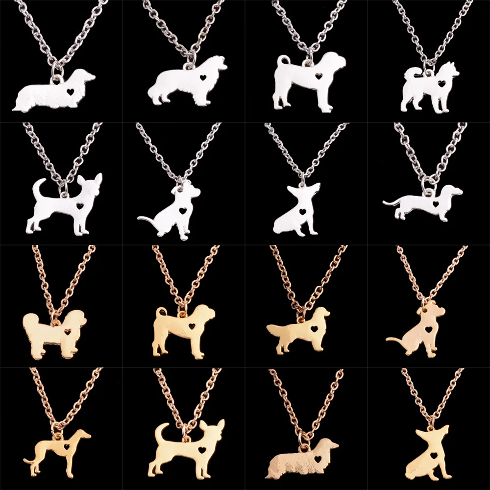 Chihuahua Dog French Bulldog Bull Terrier Soviet Hunting Wolf Dogs Dachshund Border Gold Silver Plated Pendant Necklace Xmas Chihuahua Dog French Bulldog Bull Terrier Soviet Hunting Wolf Dogs Dachshund Border Gold Silver Plated Pendant Necklace Xmas