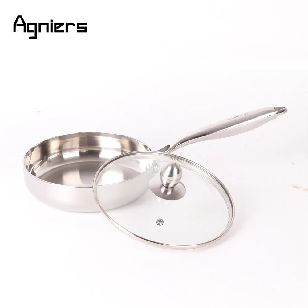 Agniers 20cm Multi Ply Stainless Steel Clad Fried Steak Frying pan with