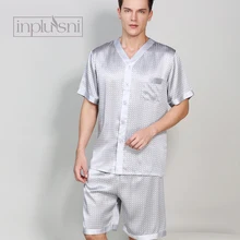 Inplusni Летняя шелковая пижама Мужская шелковая Домашняя одежда пижамный комплект