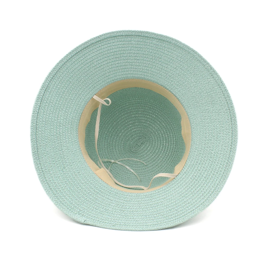 Mistdawn الصيف المرأة السيدات طوي القش قبعة دائرية الشاطئ قبعة الشمس الرامي كاب w/DIY أضاليا رباط البرنيطة حجم 56- 58 سنتيمتر