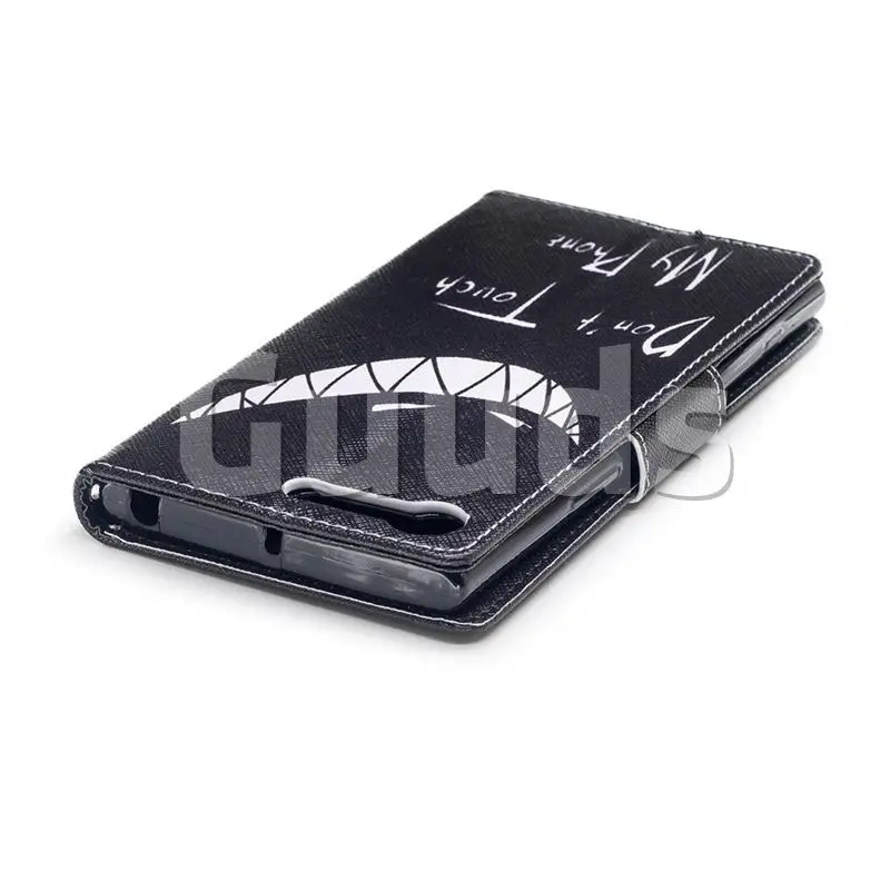 Crooked Grin Leather Wallet Case for Sony Xperia X1