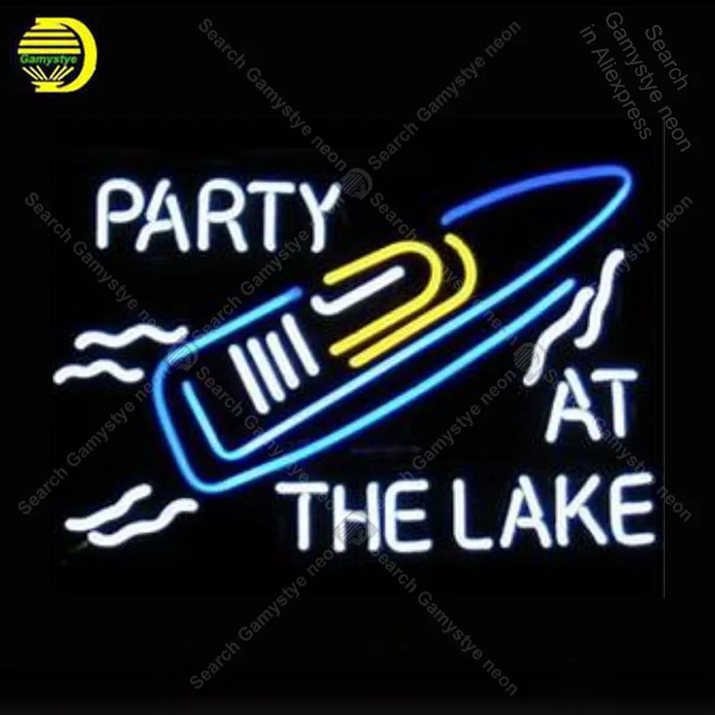 Sinal de néon para a festa no lago tubo de vidro decoração da sala cerveja janelas artesanato restaurante luz sinal lâmpadas anuncio luminoso lâmpadas