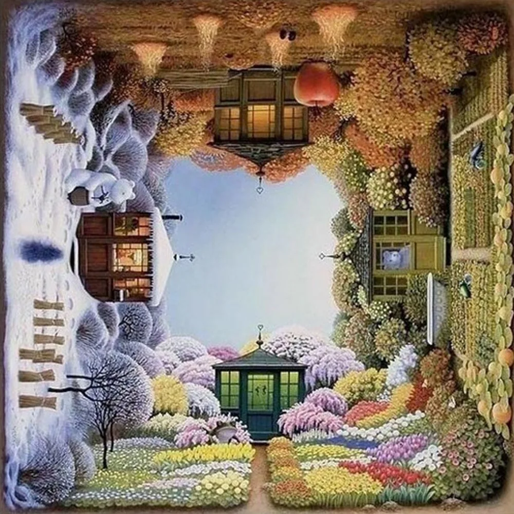 

Diamond Embroidery Chalet life Four Seasons DIY 5d Dimond Painting Picture From Photos Coloring By Numbers For Needlework