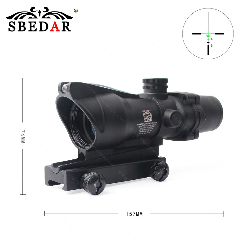 SBEDAR Tactical AOCG 4X32 Real Fiber Red Green Riflescope Optics Sight for Hunting Airsoft | Спорт и развлечения
