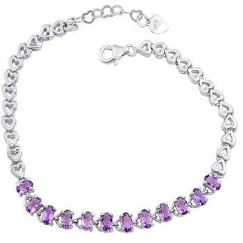 

2017 Top Fashion Qi Xuan_Purple Stones Trendy Elegant Bracelets_Solid Siver Purple Stones Bracelets_Manufacturer Directly Sales