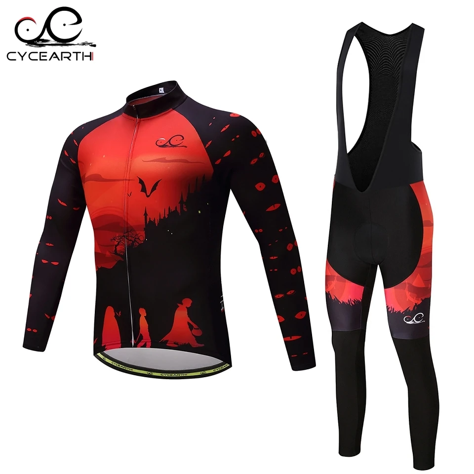 

CYCEARTH 2017 Long Sleeve Cycling Jerseys Set Spring MTB Bicycle Clothes Ropa Maillot Ciclismo Racing Bike Wear Clothing CEL008