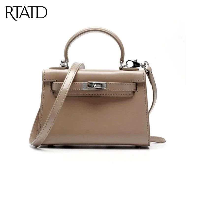 

RTATD New genuine leather flap design women handbags trendy mirror lady messenger bags fashion easy matchong women bags B051