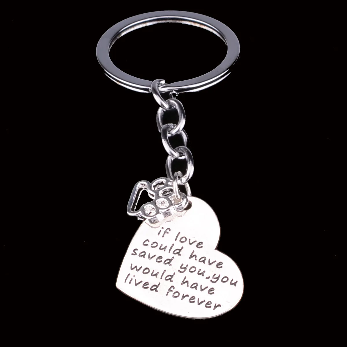 

Metal Worlds "if Love Could Have Saved You" Heart Pendant Keychain Key Chain Ring Souvenir Gift for Beloved