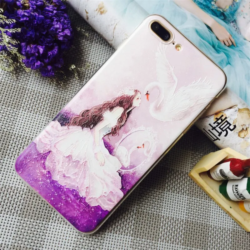 Рельефный чехол для телефона с рисунком iphone 6 s Puls 7 8 Plus 5 5S X цветной модный 3D олень