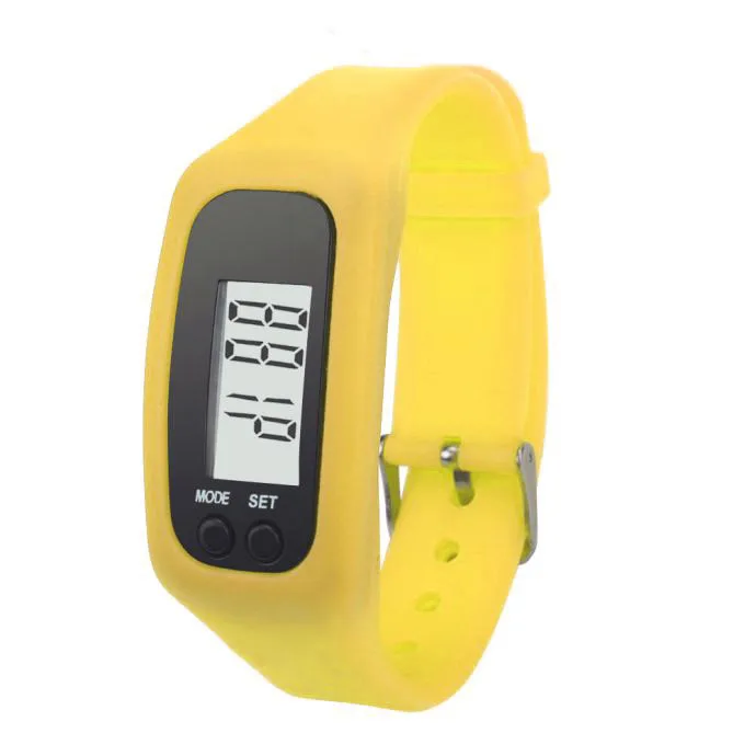 ЖК-часы с нейтральным шагомером, спортивные часы, счетчик расстояния, карта, бег, километр, шаг, портативные спортивные фитнес-Шагомер - Цвет: Цвет: желтый