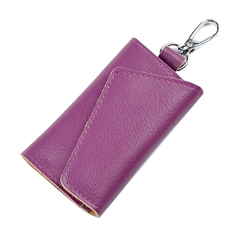 Мужской кошелек из натуральной кожи для ключей, автомобильный брелок-Кошелек для монет, Женский держатель для карт, кошелек для монет - Цвет: purple