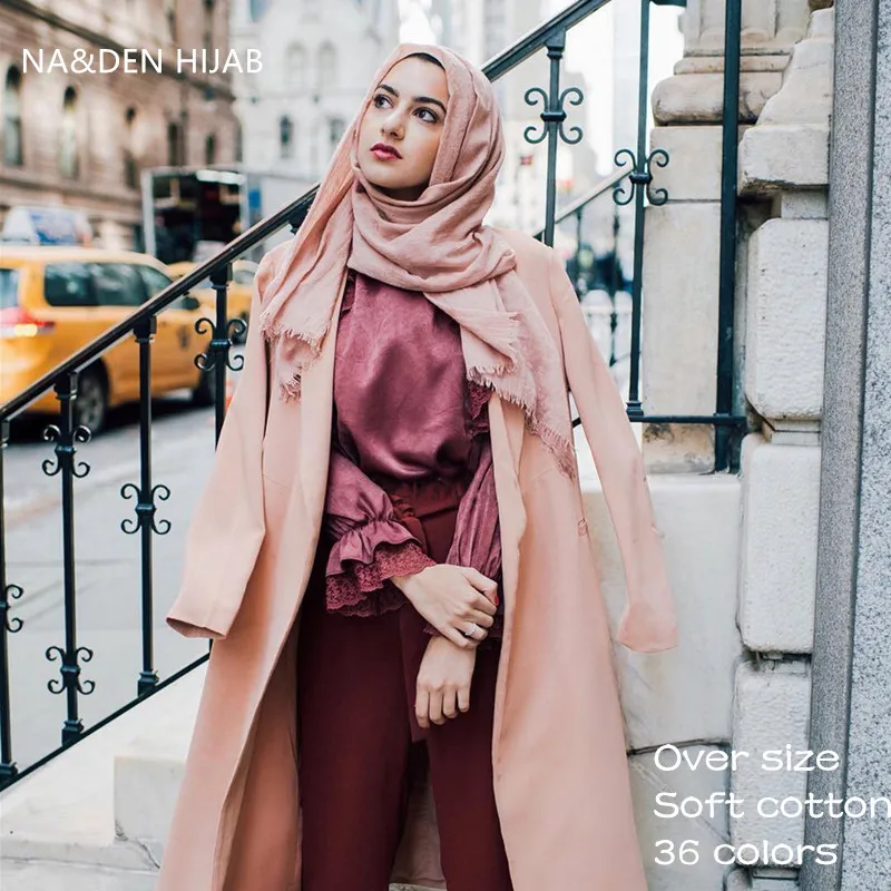 

Oversize plain women scarf fashion solid viscose cotton tassels long shawls Muslim basic hijab head 10 pcs fast shipping
