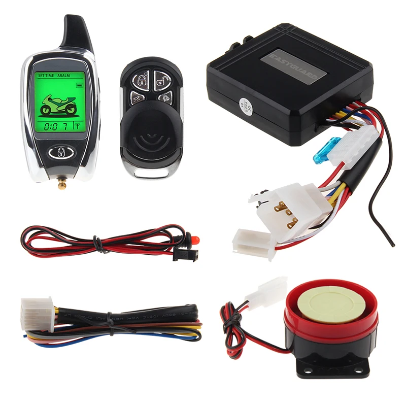 

easyguard 2 way motorcycle alarm system with remote engine start tilt sensor colorful LCD display shock sensor alarm