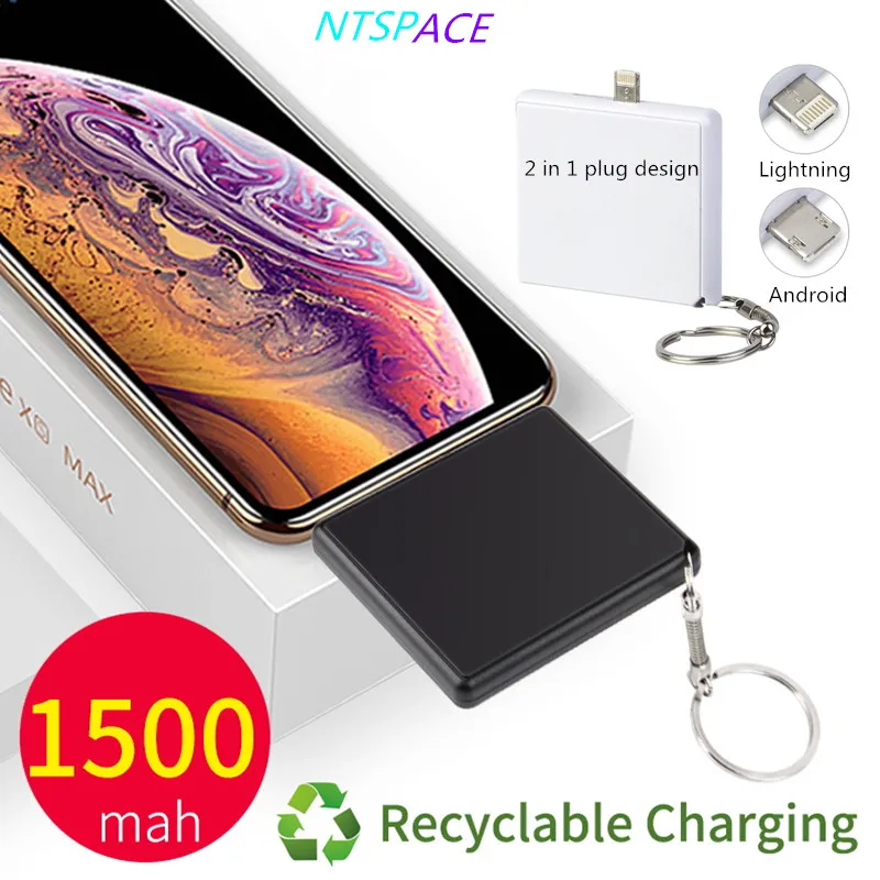 

2000mAh Protable Travel Mini Power Bank For iPhone Xiaomi Huawei OPPO Battery Charger External 2 in 1 Plug Powerbank Charger
