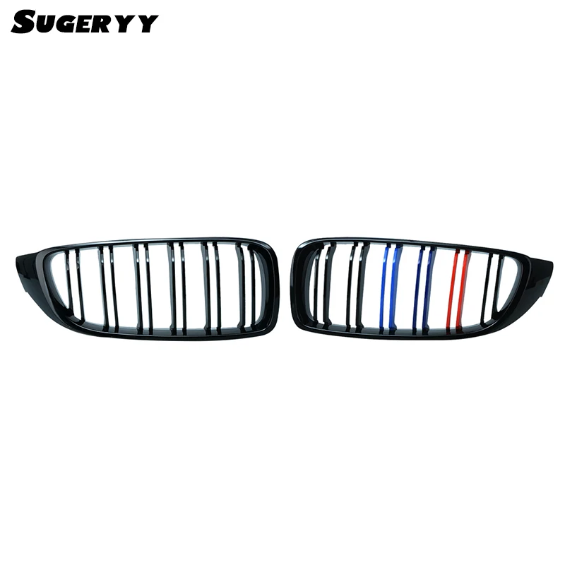 

SUGERYY 1 Pair For BMW 4 Series F32 M4 2014-2016 Gloss Black 4 Color Front Kidney Double Slat Line Car Grill Grille Car-styling