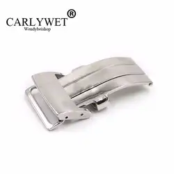 CARLYWET 20 мм полированная серебро 316L нержавеющая сталь Смотреть Band развертывания застежка для менее 3,2 женский ремень из натуральной кожи