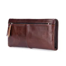 Мужские кошельки, деловой кошелек, длинный клатч, много карт, кожаный кошелек