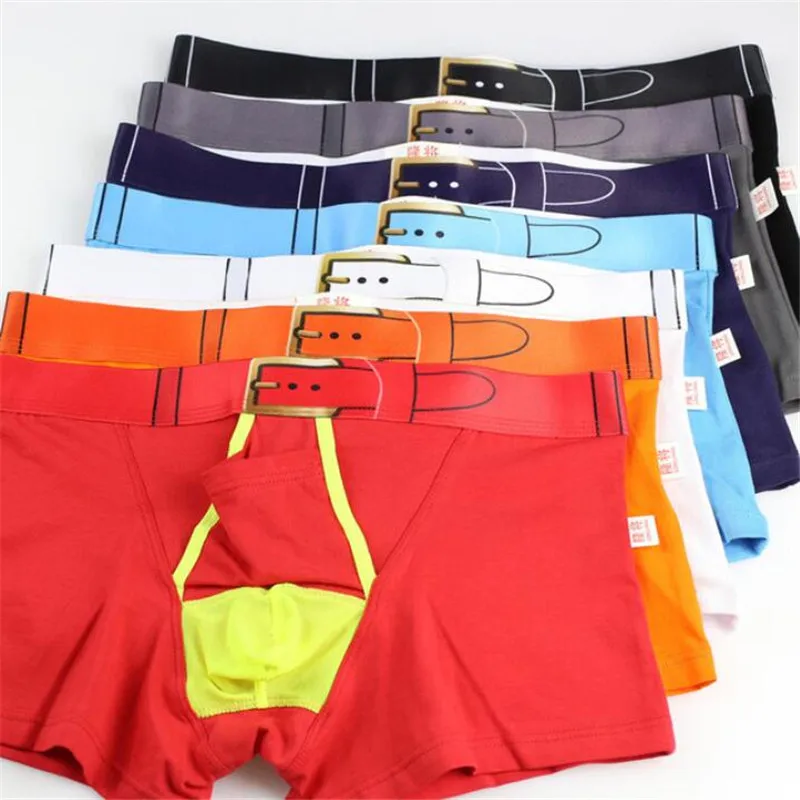 

7Pcs\lot Men's Cotton Underwear boxer short Scrotum Care Capsule Function Youth Health Seoul convex separation Panties S M L