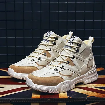 

Men Casual Shoes High top Winter Army Boots Casual Comfortable Outdoor Work Mens Flats Walking Shoes Ankle Combat Boot Autumn