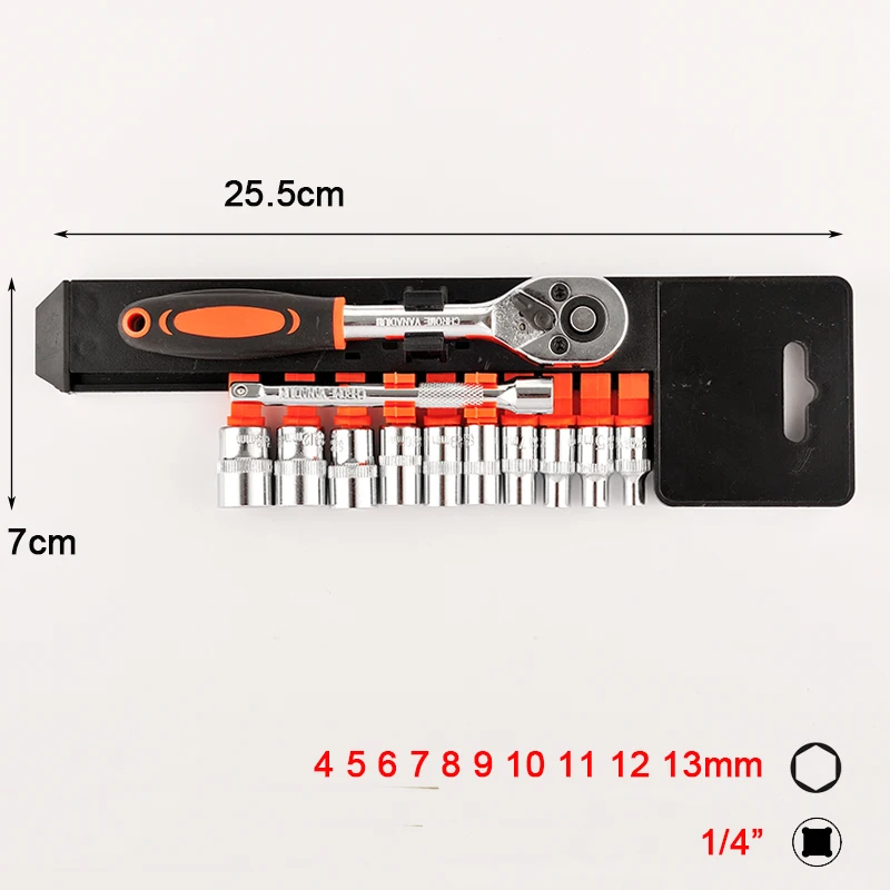 12 шт., 1/4, 3/8, 1/2 дюйма, трещотка, гаечный ключ, общий набор CRV, гаечный ключ, инструмент для ремонта велосипеда, мотоцикла, авто, гайка, гаечный ключ