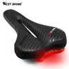 WEST BIKING Waterproof Bike Saddle with Tail Light  MTB Bike Cycling Saddles Soft Comfortable Hollow Bicycle Safety Bike Saddle ► Photo 1/6