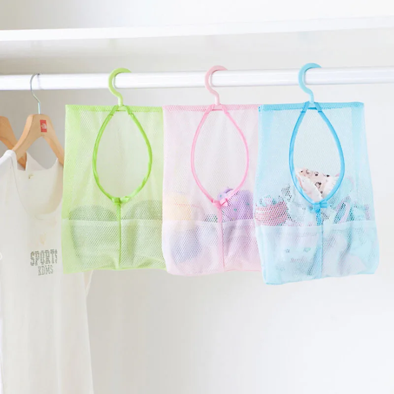 1 pc Bathroom Hanging Bag Clothespin Mesh Hooks Hanging Storage Bag 3