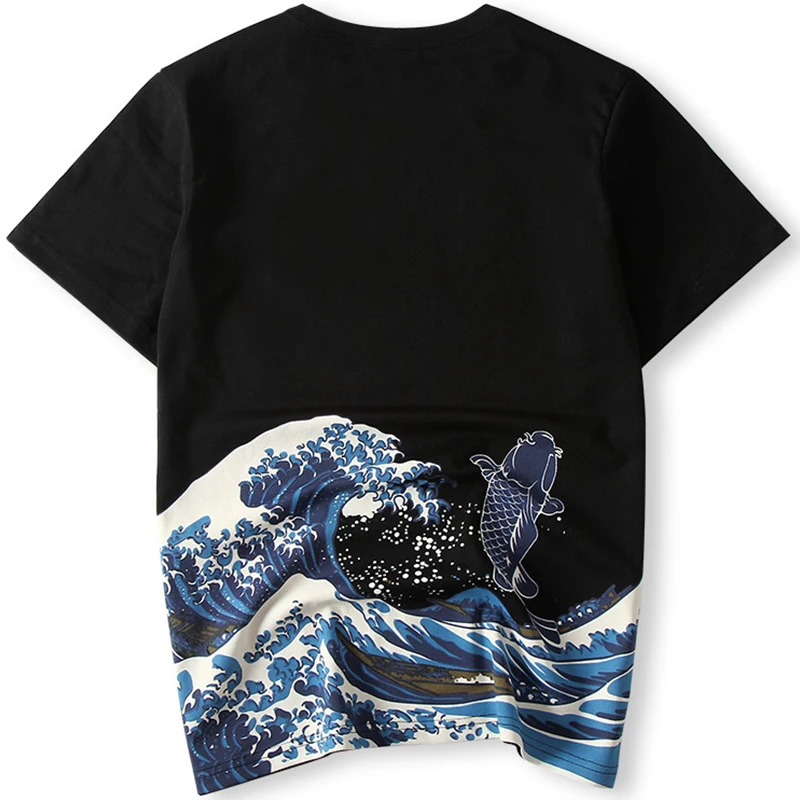 Beste Japanse Stijl Zomer Kleding 2018 Stijl Mannen Mode Karper Tattoo Print T Shirt 100% Katoen Korte Mouw Fitness T shirt