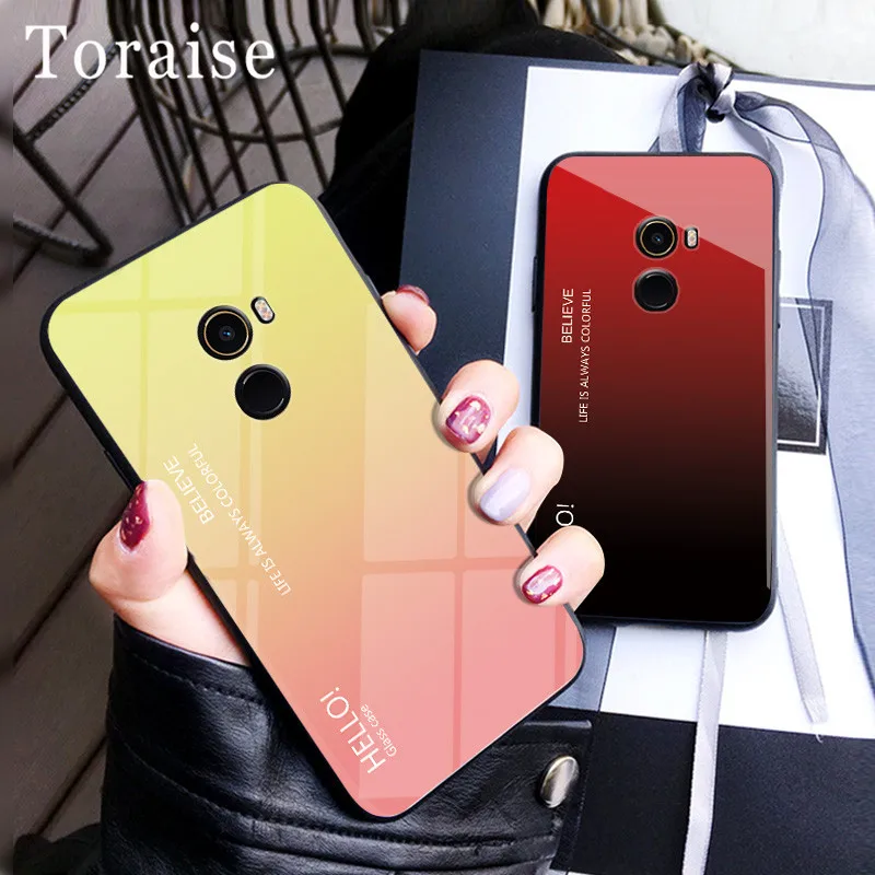 Toraise Case Xiaomi Mi 10 Pro Tempered Glass Gradient Back Cover For Mix 2 Fundas Redmi Note 9s 8 7 8T 8a 7a cc9 | Мобильные