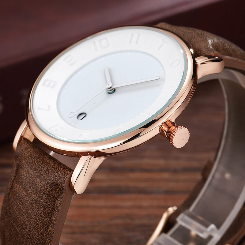 

Creative Vintage Men Watch White Ring Design Big Number Dial Casual Strap Quartz Wrist Watch Men Clock Gifts Relogio Masculino