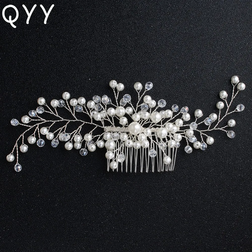 

QYY Classic Pearls Hair Combs Clips Handmade Hairpins Hair Pins Clips Wedding Women Hair Jewelry Accessories Bridal Headpieces