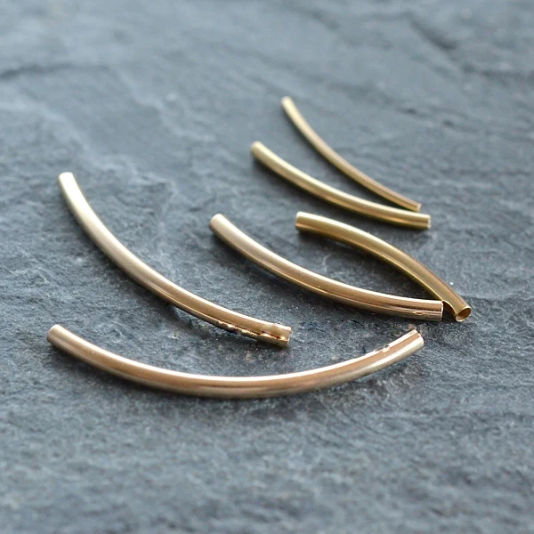 

PINJEAS handmade 14k gold filling smooth curved pipe curved tube pendant for necklace bracelet diy jewelry findings