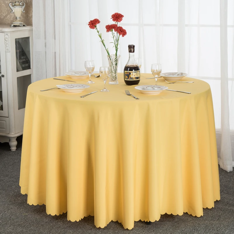 Высококачественная полиэфирная однотонная круглая белая скатерть для гостиничного банкета, свадебной вечеринки, прямоугольная скатерть для домашнего декора - Цвет: Golden