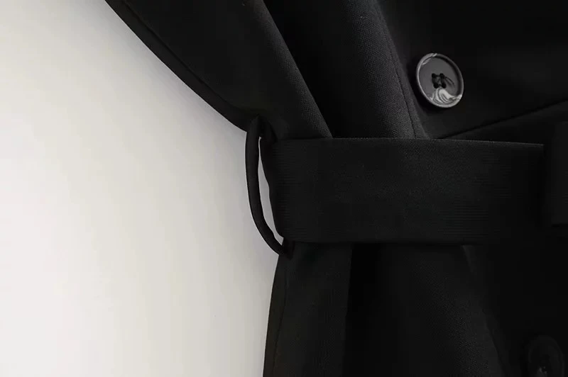 AOEMQ чистый черный костюм версия v-образным вырезом галстук Талия двубортный тонкий без рукавов комплект жилет женский жилет