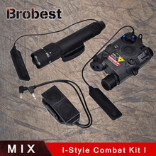 Страйкбол Тактический свет комбо включает в себя PEQ 15 WMX-200 фонарик двойной пульт дистанционного управления переключатель подходит 20 мм рис рельс