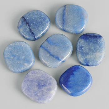 

28*25*7mm Palm Stone natural blue aventurine Healing quartz Crystal Portable Lettering Reiki Chakra treatment Minerals stones