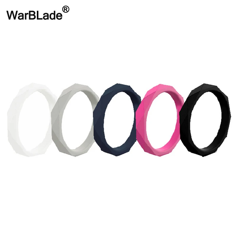 WarBLade 3mm Diamand Silicone Rings Hypoallergenic Flexible For Women Wedding Rubber Bands Food Grade FDA Silicone Finger Rings 