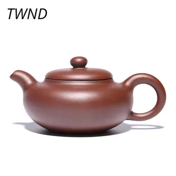 

225CC purple clay teapot chinese kung fu handmade bian gu pot yixing zisha kettle suit tie guanyin dahongpao puer 15