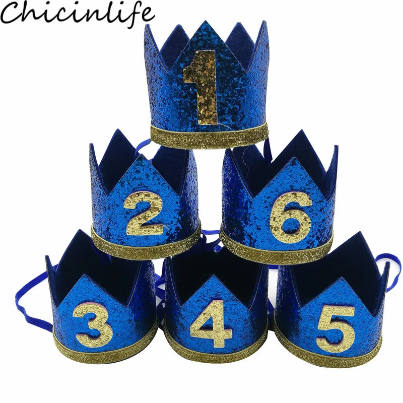Chicinlife, 1 шт., От 1 до 6 лет повязка на голову в виде короны для дня рождения, детский аксессуар для волос для мальчиков и девочек, шапка для первого дня рождения