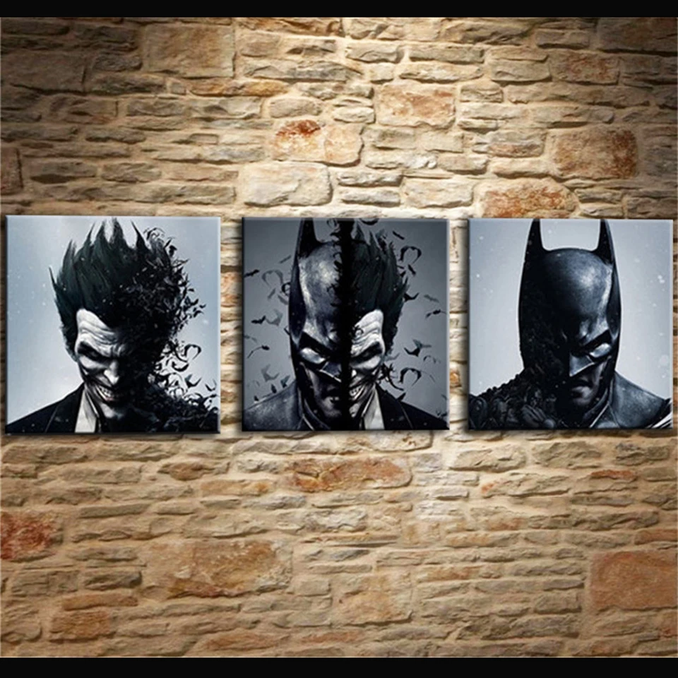 

Painting Living Room Wall Cuadros Decoration Art 3 Pieces/Pcs Joker Batman Poster Canvas Frames Print HD Modular Printed Picture