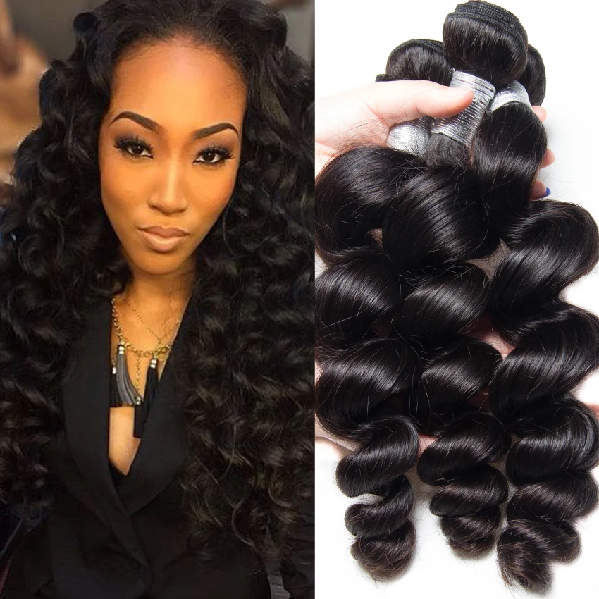 Best Brazilian Loose Wave Human Hair Bundles 4pcs lot 7A Brazilian