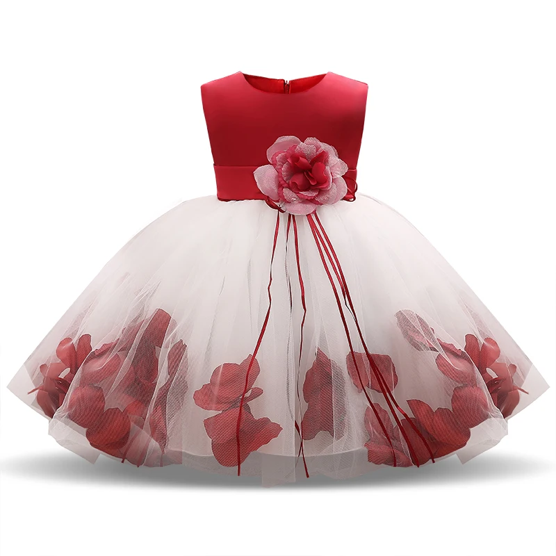 Бальное платье принцессы для детей возрастом от 4 до 10 лет, детская одежда платье для выпускного вечера для девочек, свадебное платье с цветочным узором для девочек, платье с лепестками для девочек - Цвет: C00239BH