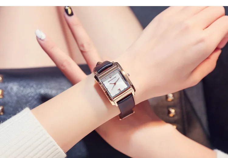 Relogios Feminino новые роскошные Брендовые Часы женские модные дизайнерские прямоугольные календарные кварцевые часы повседневные часы из натуральной кожи