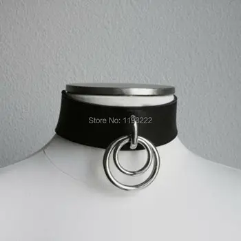 

Pinup Women 3 style Punk Rock Gothic Handmade Leather Harajuku Double Layer Choker Collar Necklace