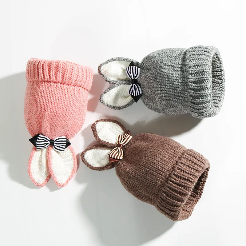 Autumn-Winter-Children-Hat-with-Bowknot-Cute-Girls-Hat-With-Bunny-Ears-Warm-Velvet-Baby-Hat (2)