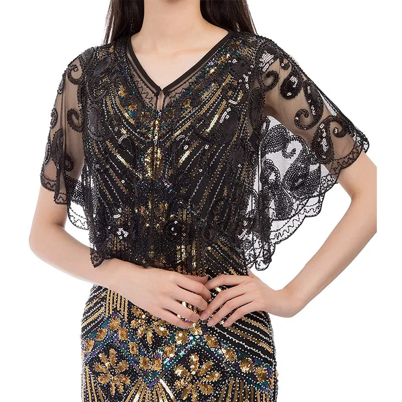 1920s sequin bridal shawl