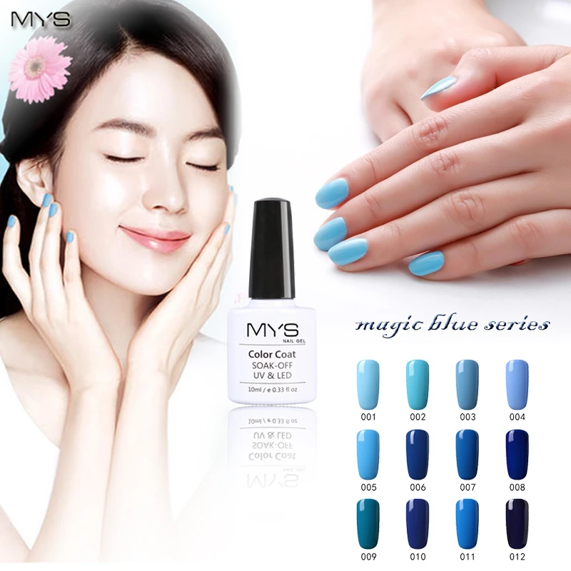 

MYS 10ml Nail Polish Lacquer UV LED Lamp Drying Magic Blue Color Top Base Coat Needed Soak-off Gel Nail LED UV Gel Pick 1