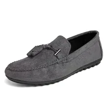 Mocassins de Couro de Camurça Preto de Alta Qualidade dos homens Casuais Condução Mocassins Gommino Deslizamento em Homens Sapatos Baixos Marca de Moda Tamanho Grande 2019