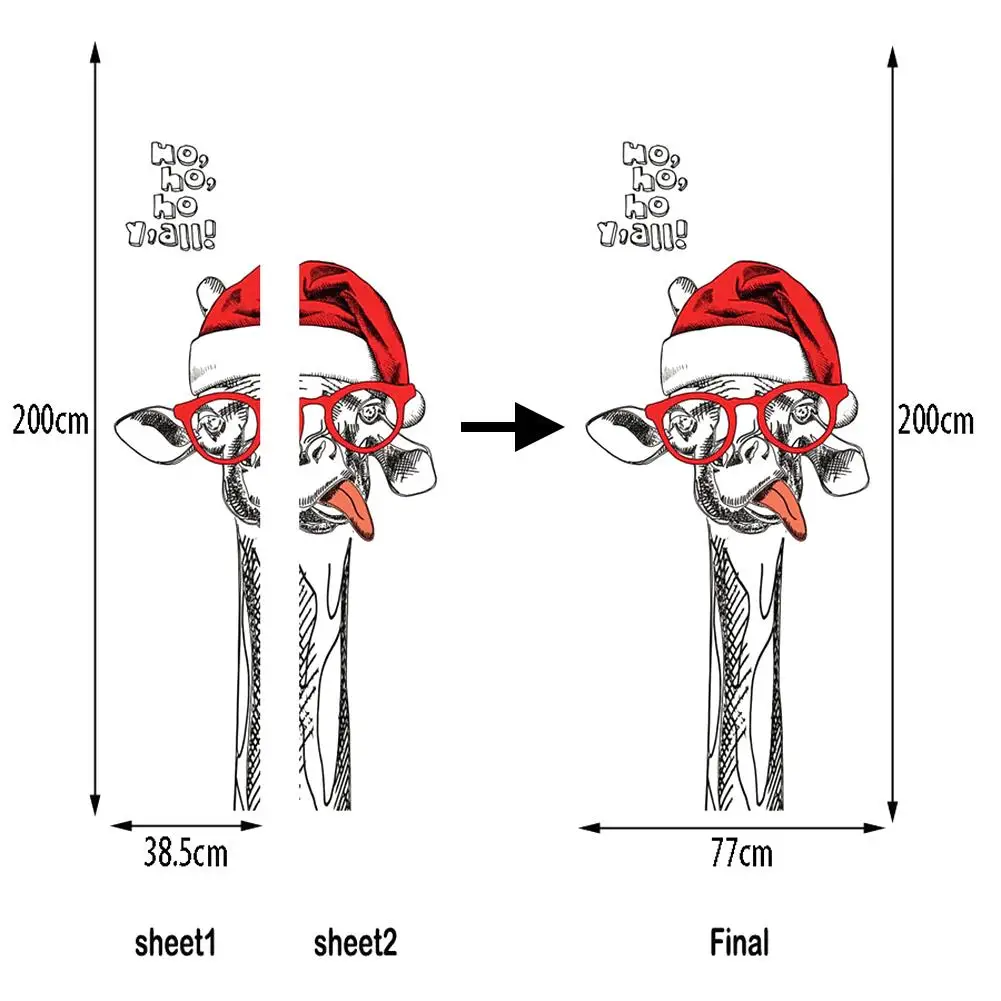 2 шт./компл. черно-белый Жираф креативный 3D стикер двери плакат с изображением двери скандинавские украшения детской комнаты