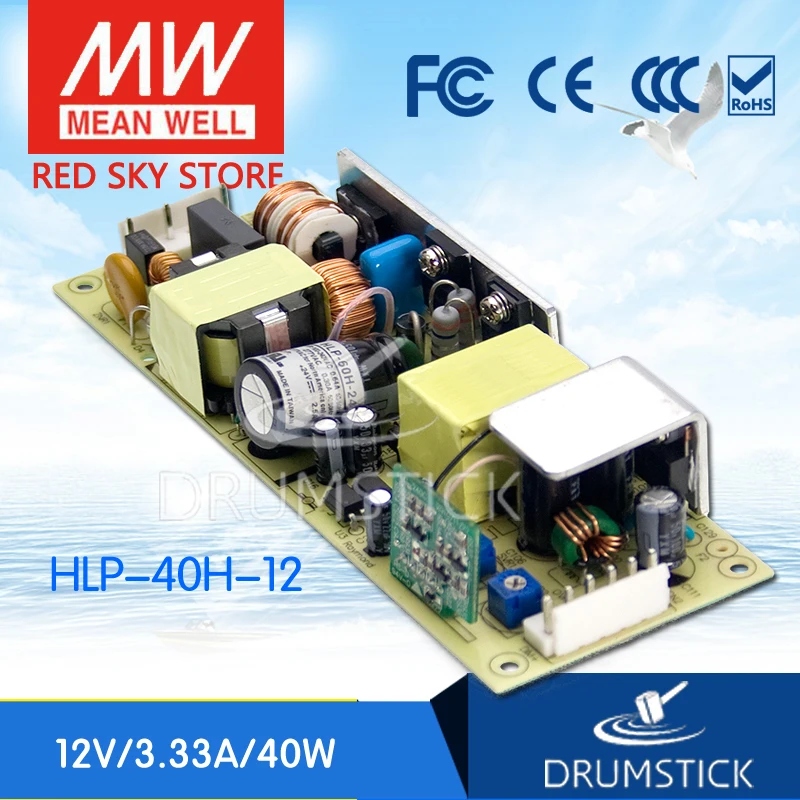 Бренд MEAN WELL представляет HLP-40H-12 12V 3.33A meanwell HLP-40H 12 В 40 Вт один Выход светодиодный